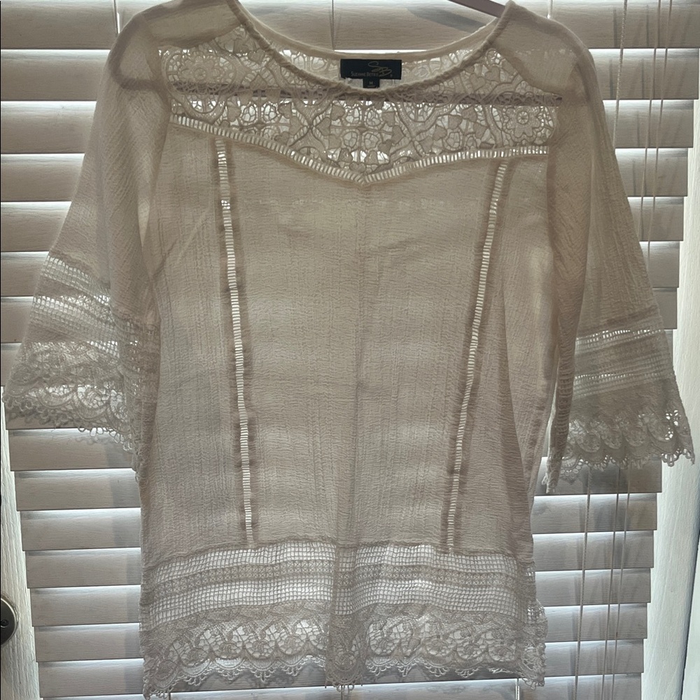 Suzanne Betro White Lace Blouse